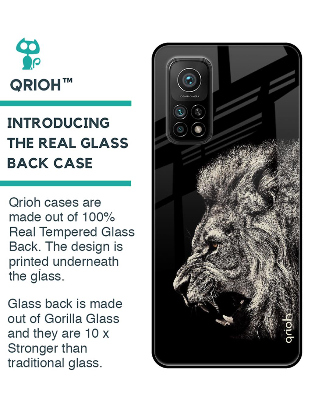 Shop Brave Lion Glass Case For Xiaomi Mi 10t-Back