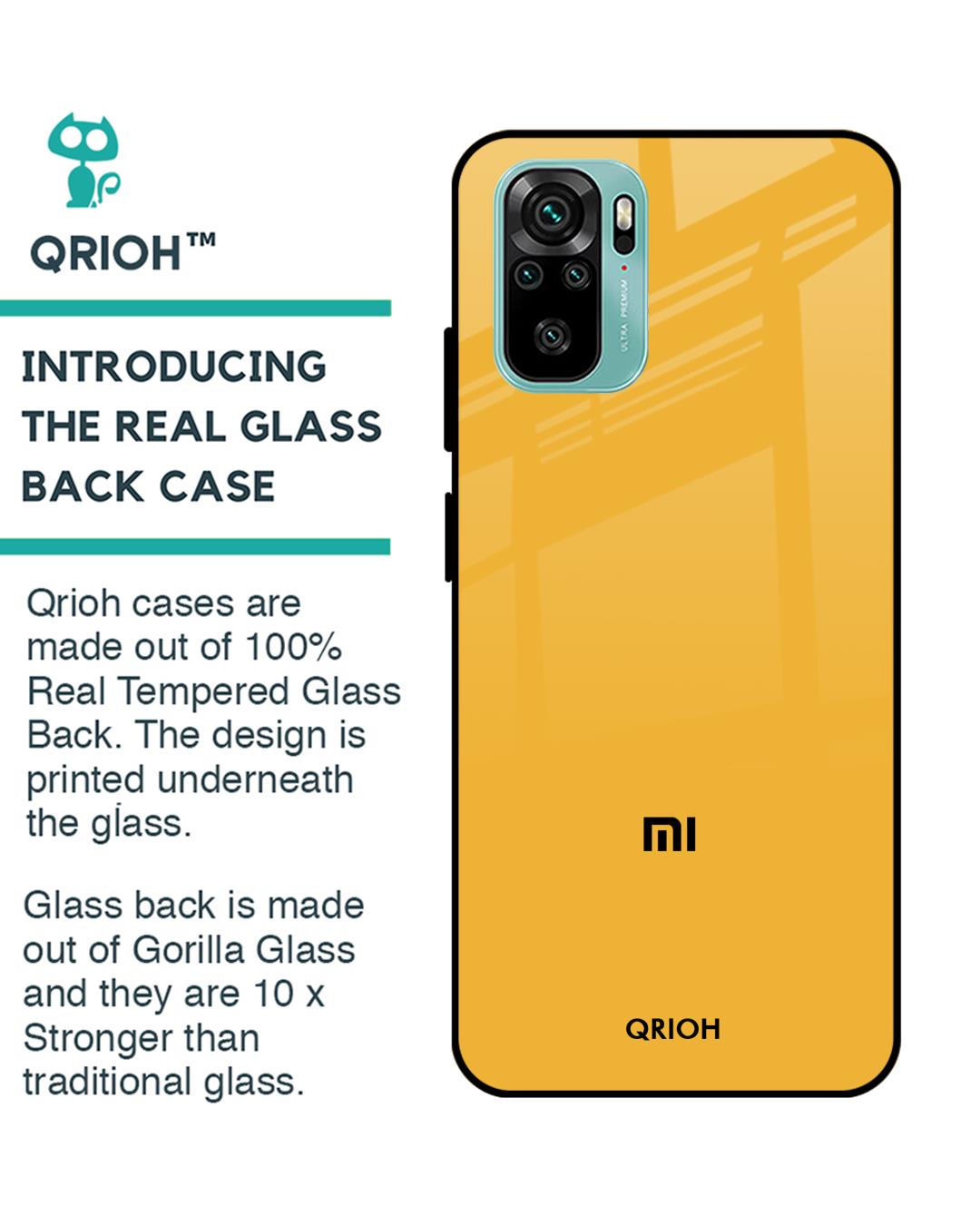 Shop Fluorescent Yellow Glass Case For Xiaomi Redmi Note 10-Back
