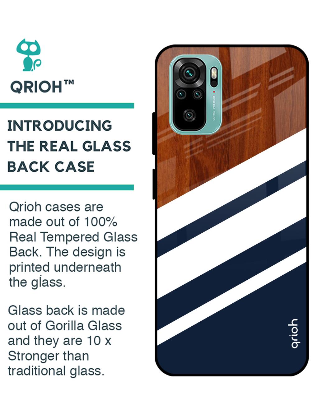 Shop Bold Stripes Glass Case For Xiaomi Redmi Note 10 Pro-Back