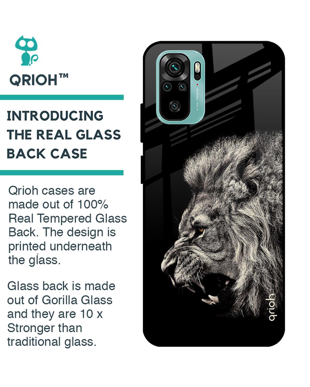 Shop Brave Lion Glass Case For Xiaomi Redmi Note 10 Pro-Back