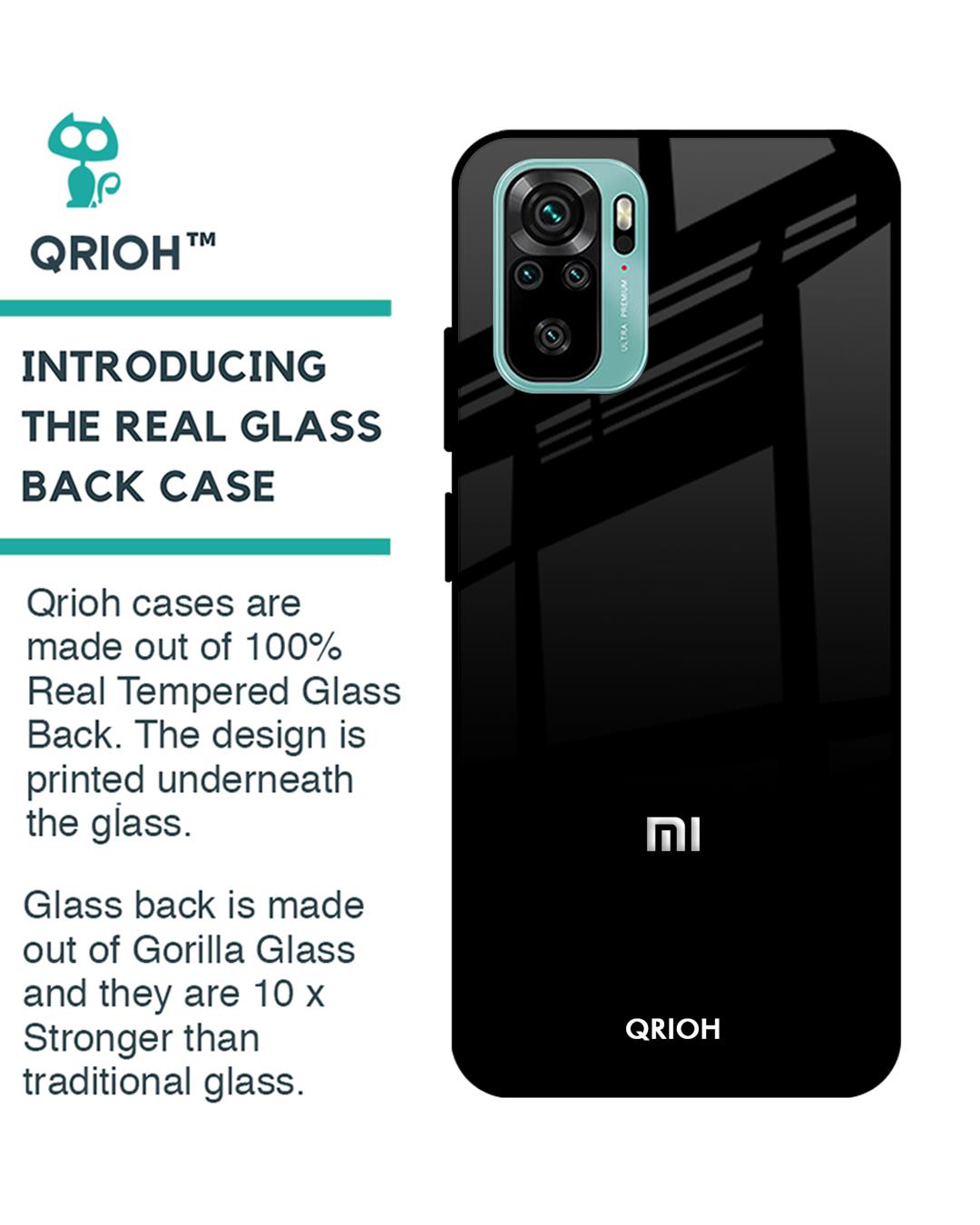 Shop Jet Black Glass Case For Xiaomi Redmi Note 10 Pro-Back