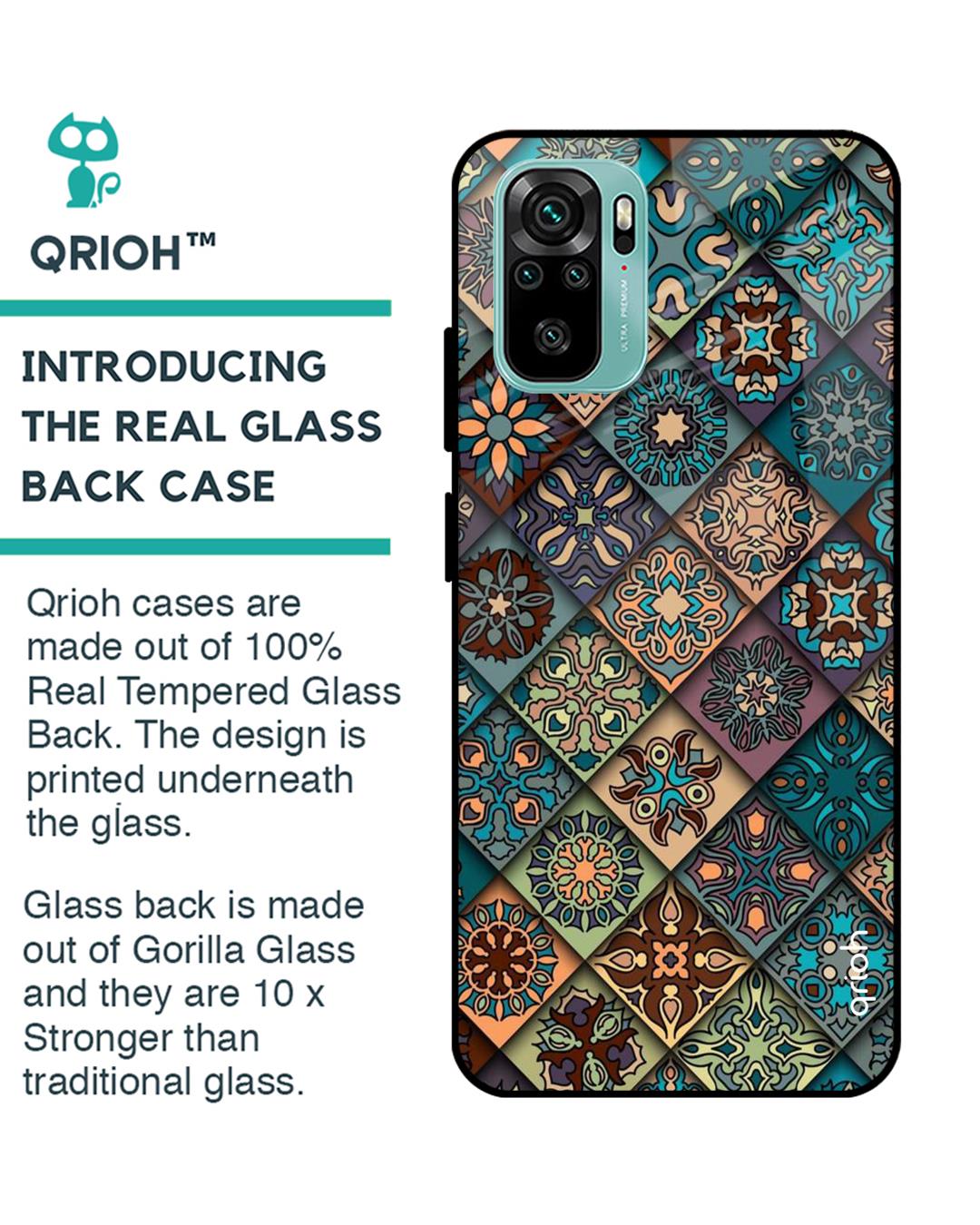 Shop Retro Art Glass Case For Xiaomi Redmi Note 10 Pro-Back