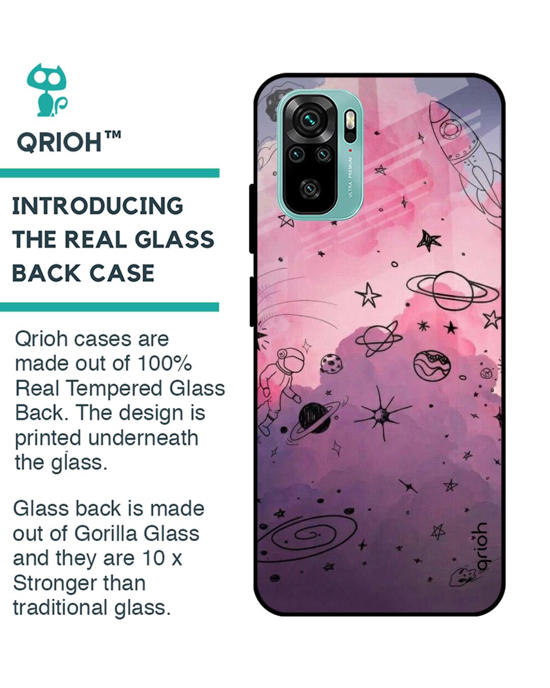 Shop Space Doodles Glass Case For Xiaomi Redmi Note 10 Pro-Back