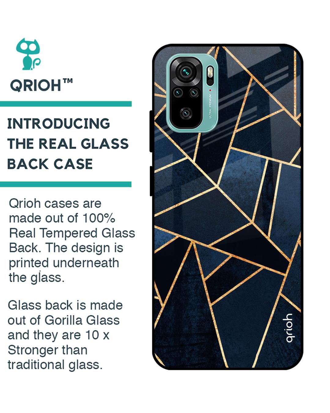 Shop Abstract Tiles Glass Case For Xiaomi Redmi Note 10s-Back