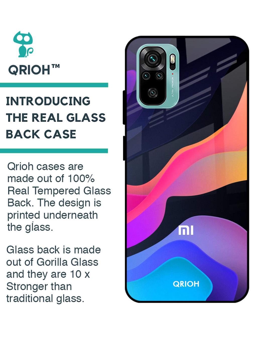 Shop Colorful Fluid Glass Case For Xiaomi Redmi Note 10s-Back