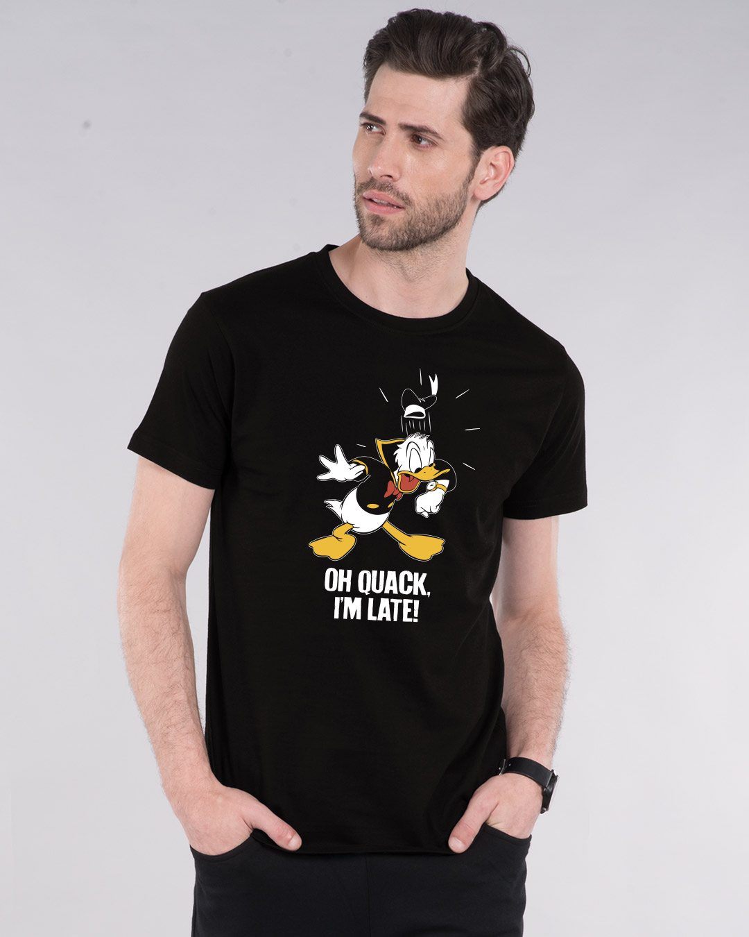 Shop Quack I'm Late Half Sleeve T-Shirt (DL)-Back