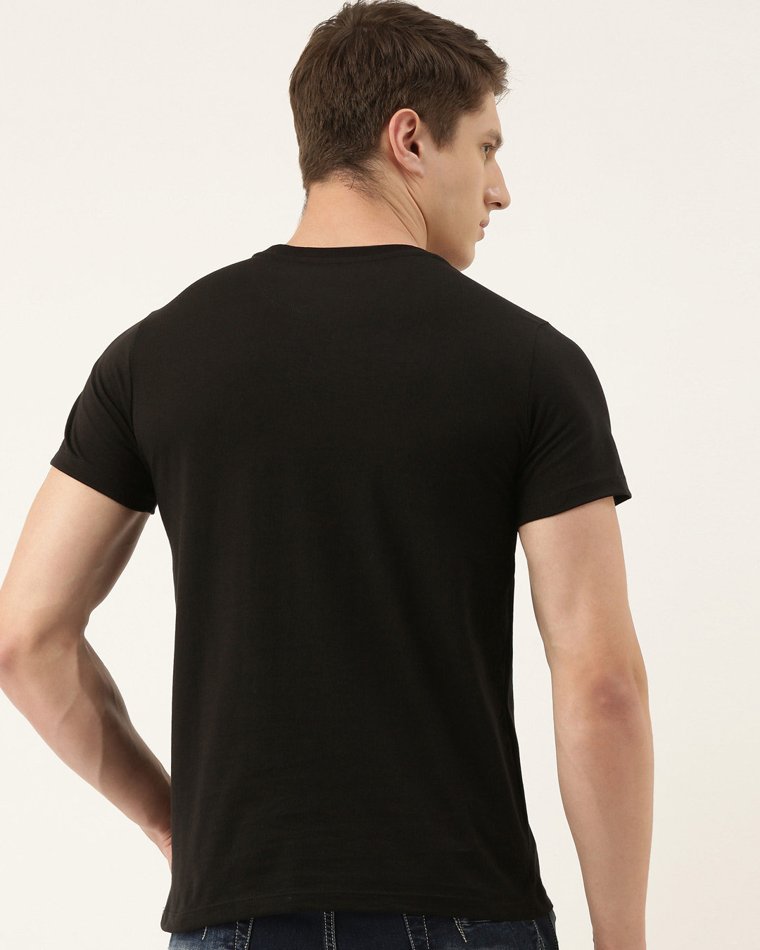 Shop Men's Black Organic Cotton Half Sleeves T-Shirt-Back