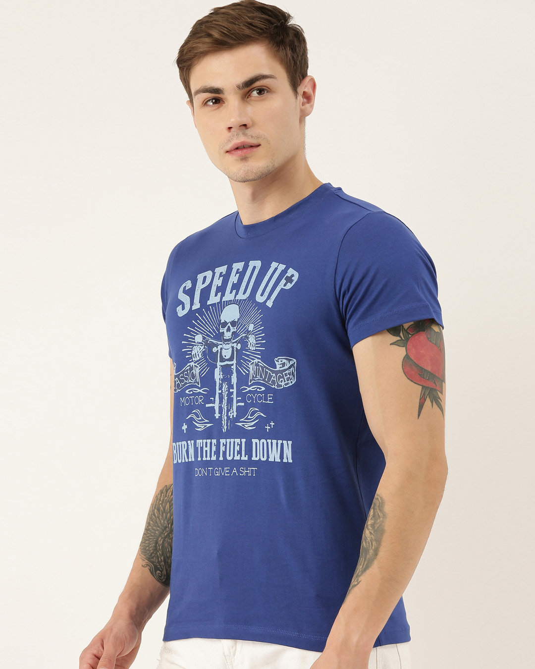 Shop Men's Blue Organic Cotton Half Sleeves T-Shirt-Back