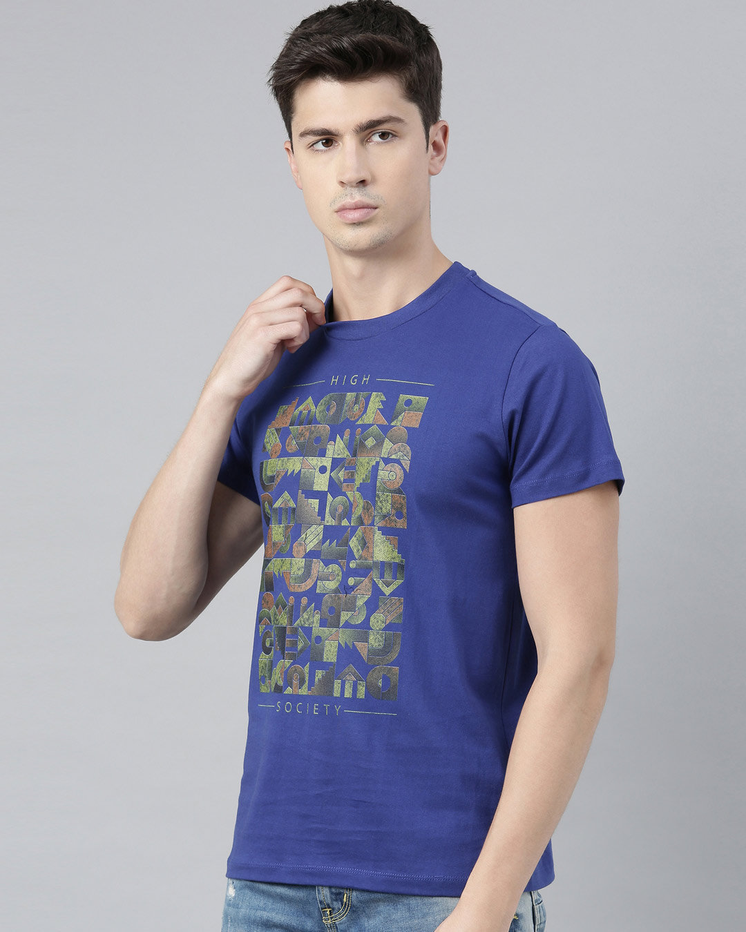 Shop Men's Blue Organic Cotton Half Sleeves T-Shirt-Back