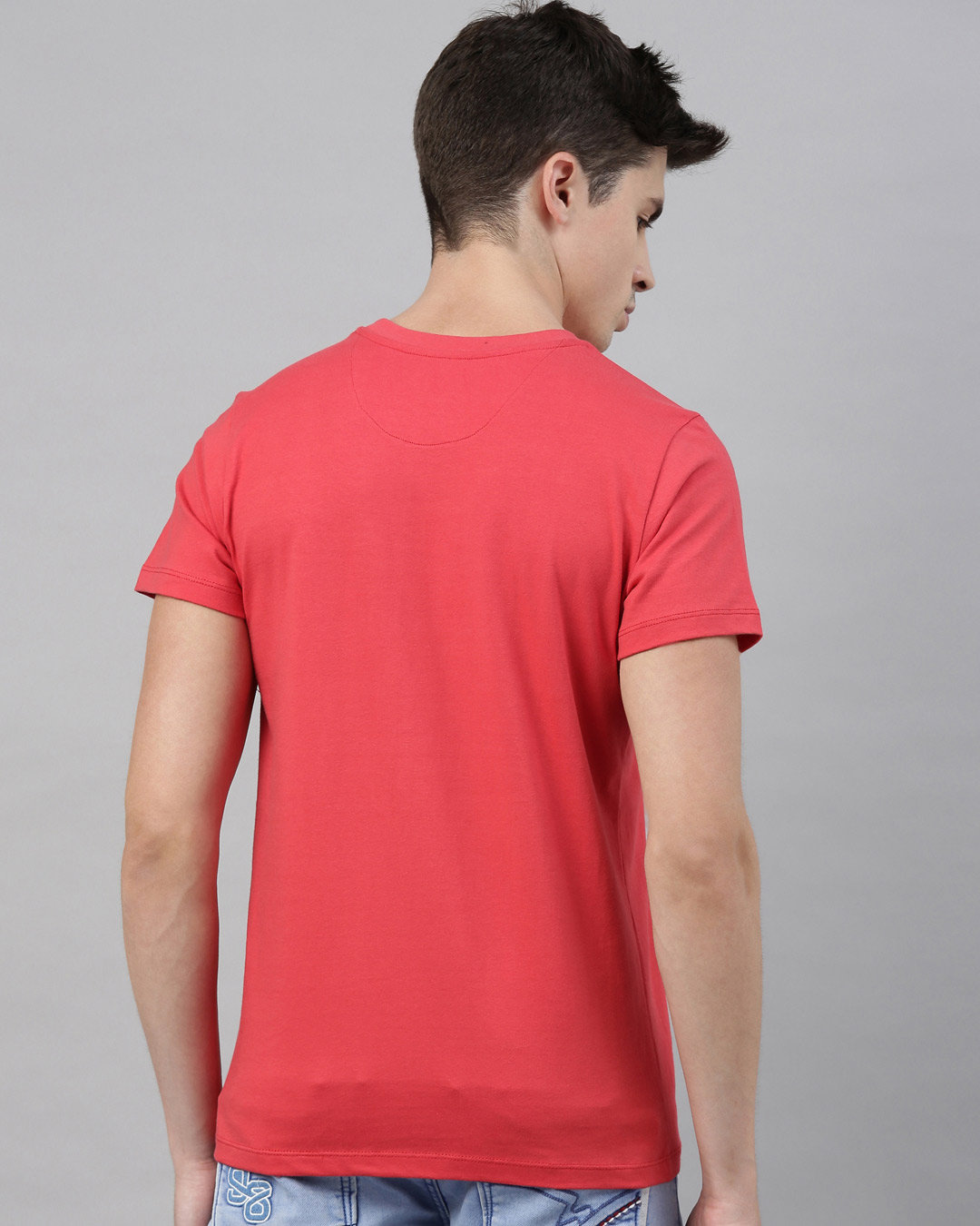 Shop Men's Coral Organic Cotton Half Sleeves T-Shirt-Back