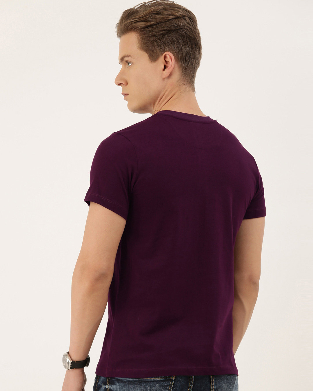 Shop Men's Mustard Organic Cotton Half Sleeves T-Shirt-Back
