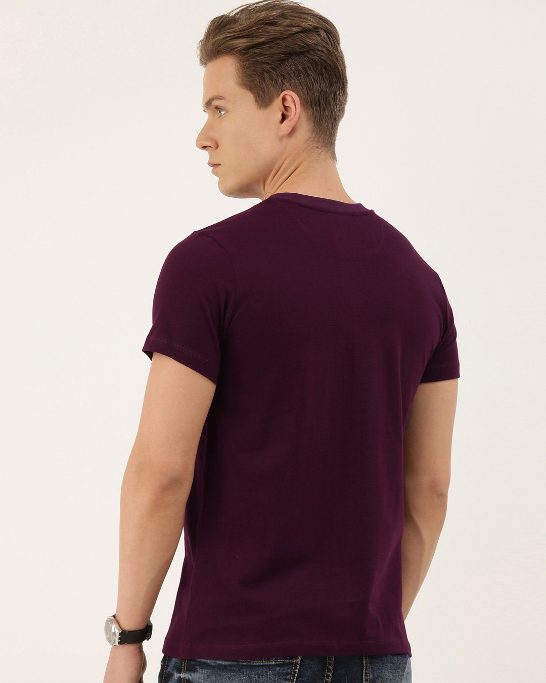 Shop Men's Mustard Organic Cotton Half Sleeves T-Shirt-Back