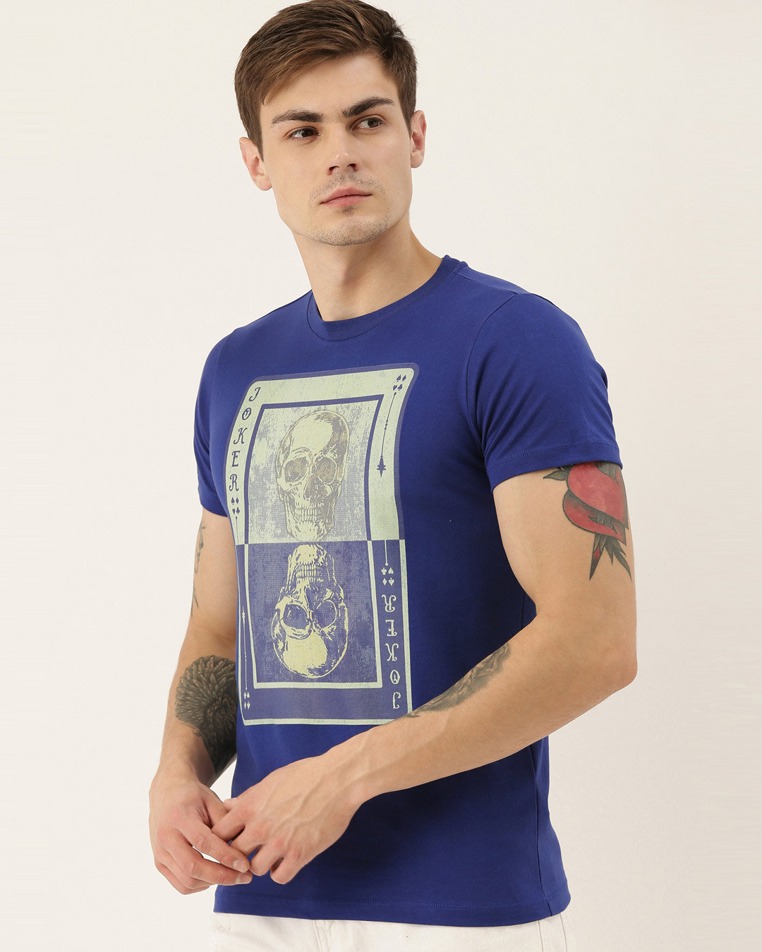 Shop Men's Plus Size Blue Organic Cotton Half Sleeves T-Shirt-Back