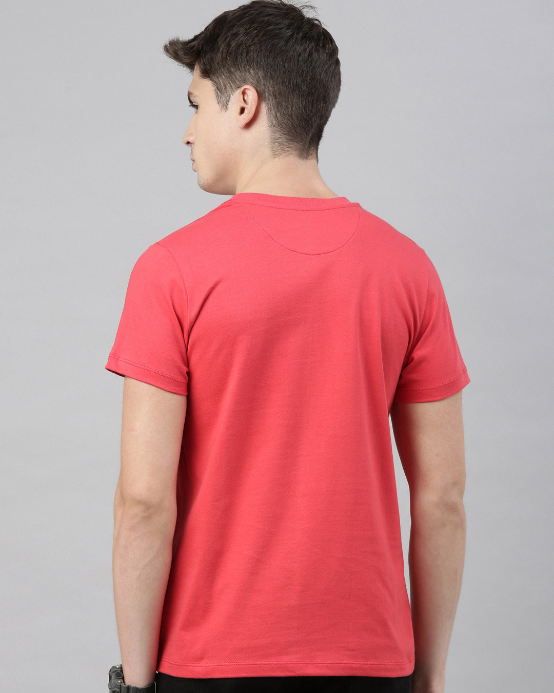 Shop Mens Plus Size Coral Organic Cotton Half Sleeves T Shirt-Back