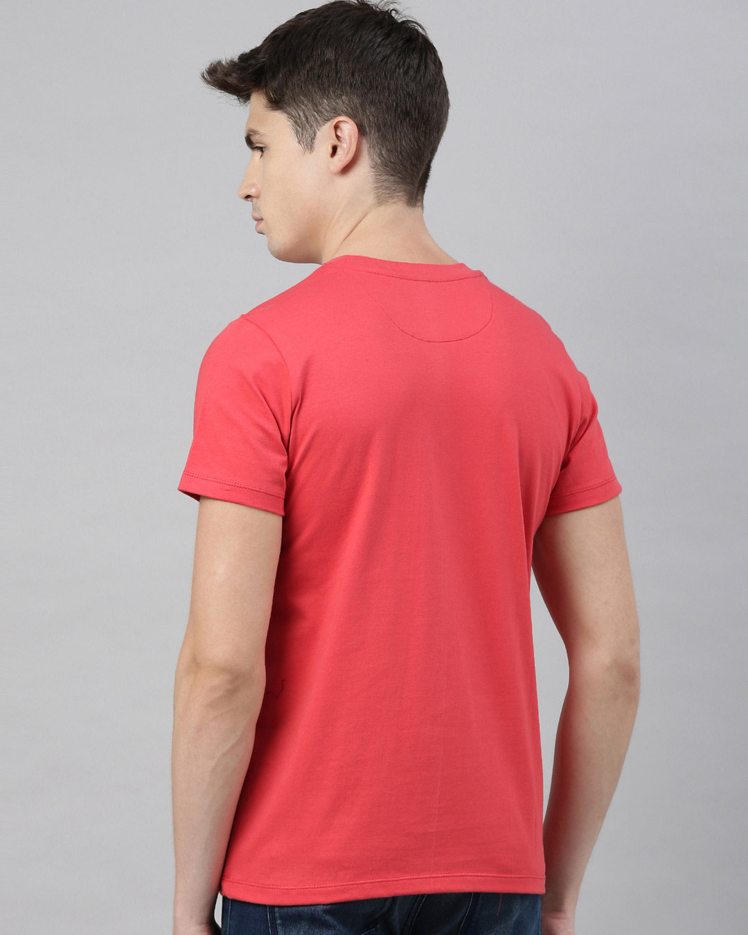 Shop Mens Plus Size Coral Organic Cotton Half Sleeves T Shirt-Back