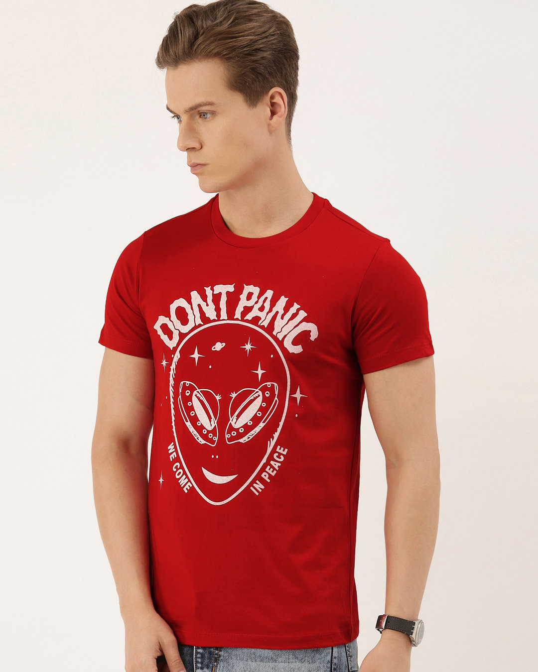 Shop Men's Plus Size Red Organic Cotton Half Sleeve T-Shirt-Back