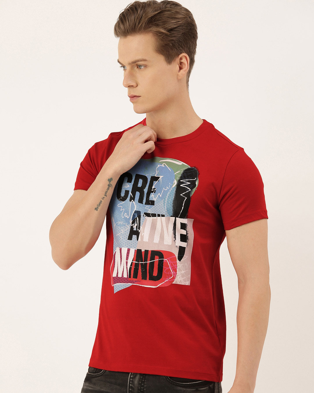 Shop Men's Plus Size Red Organic Cotton Half Sleeve T-Shirt-Back