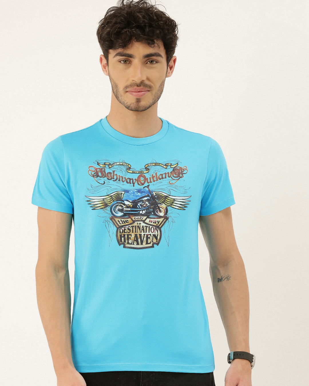 Buy Men's Plus Size Turquoise Blue Organic Cotton Half Sleeves TShirt Online at Bewakoof