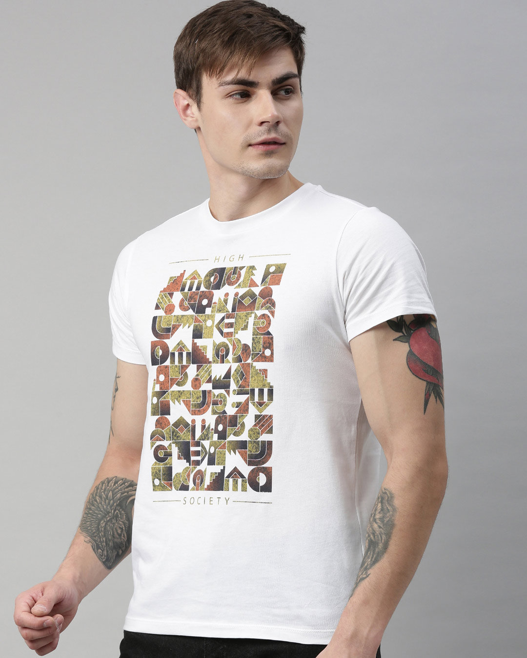 Shop Men's Plus Size White Organic Cotton Half Sleeves T-Shirt-Back