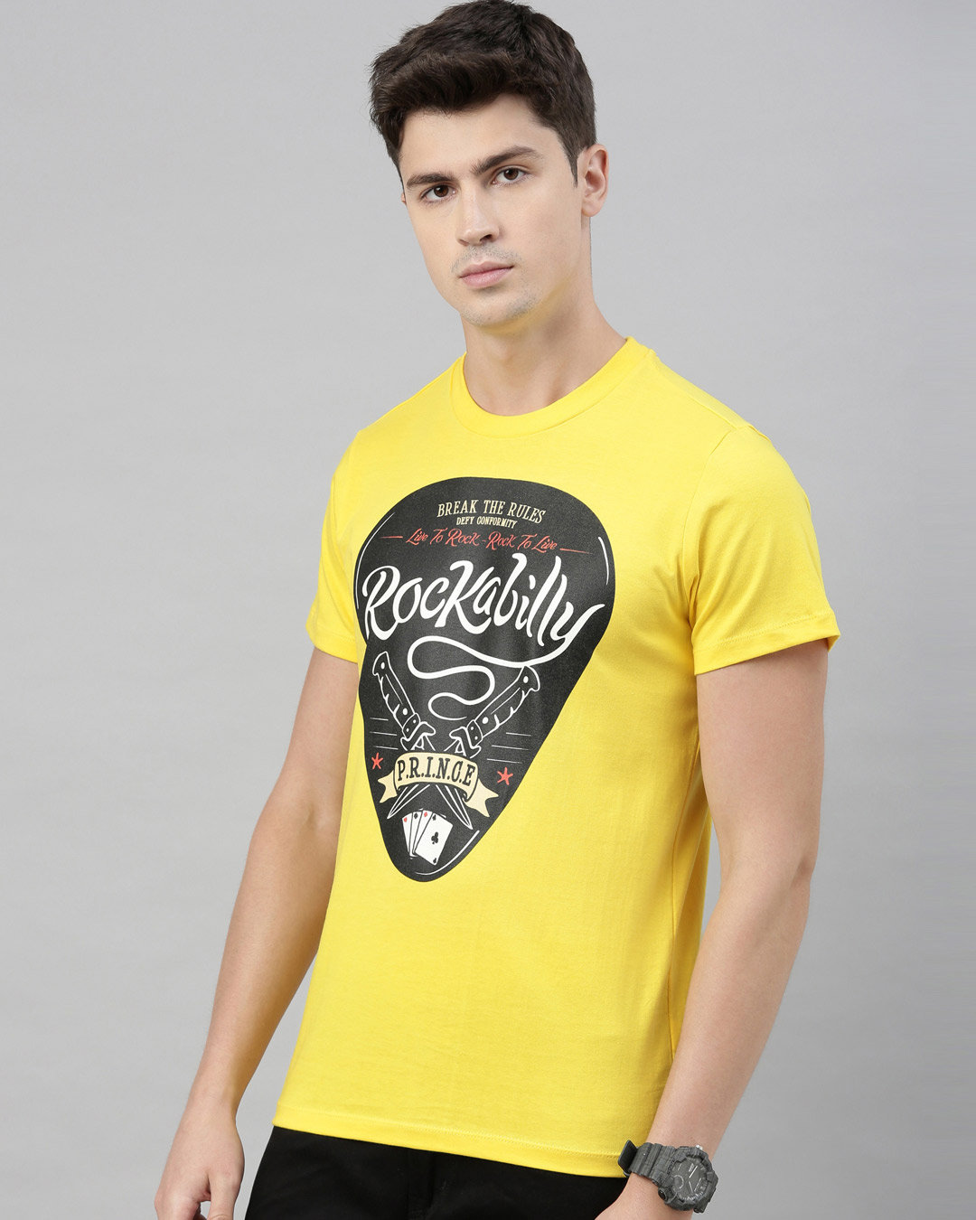 Shop Men's Plus Size Yellow Organic Cotton Half Sleeve T-Shirt-Back