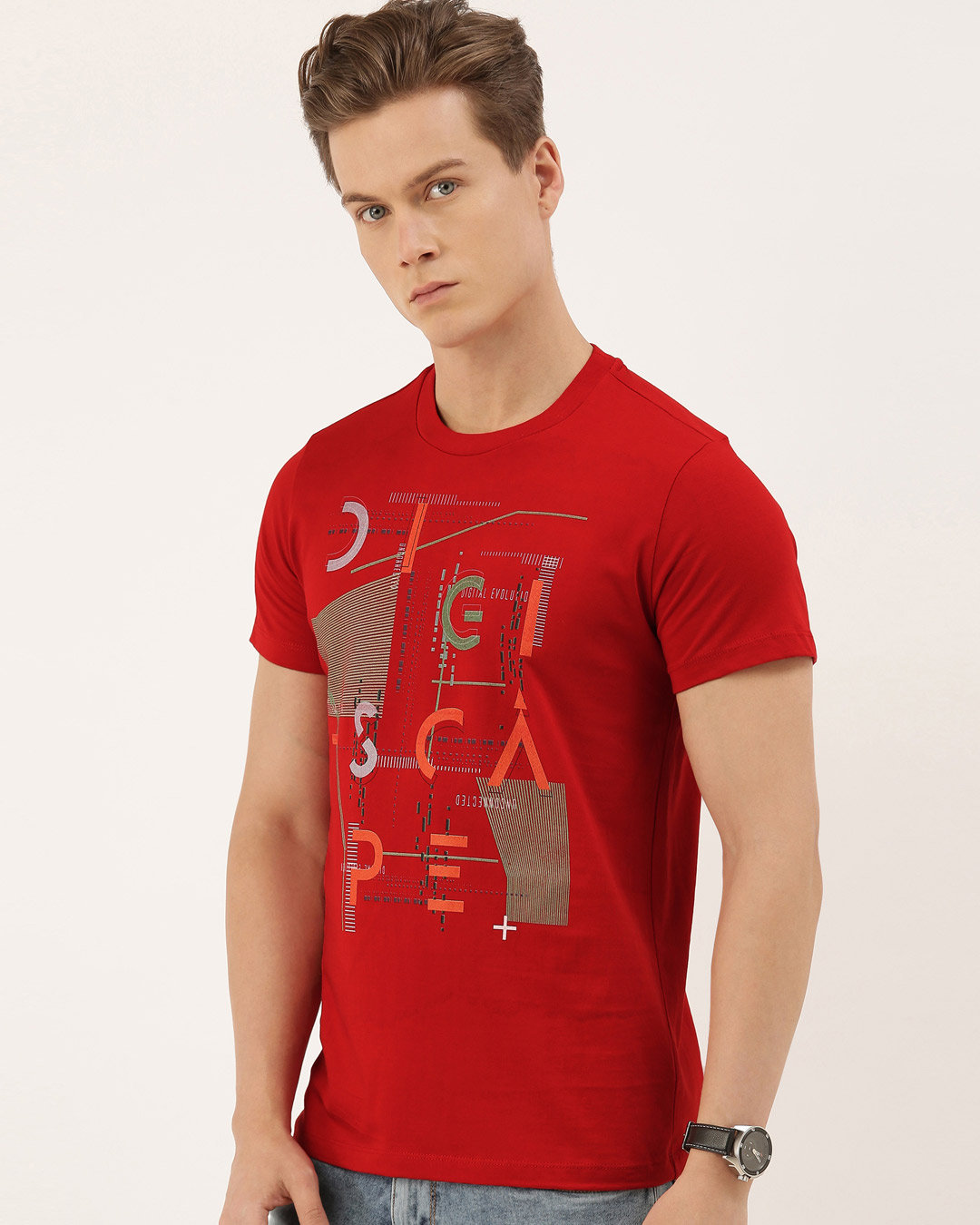 Shop Men's Red Organic Cotton Half Sleeves T-Shirt-Back