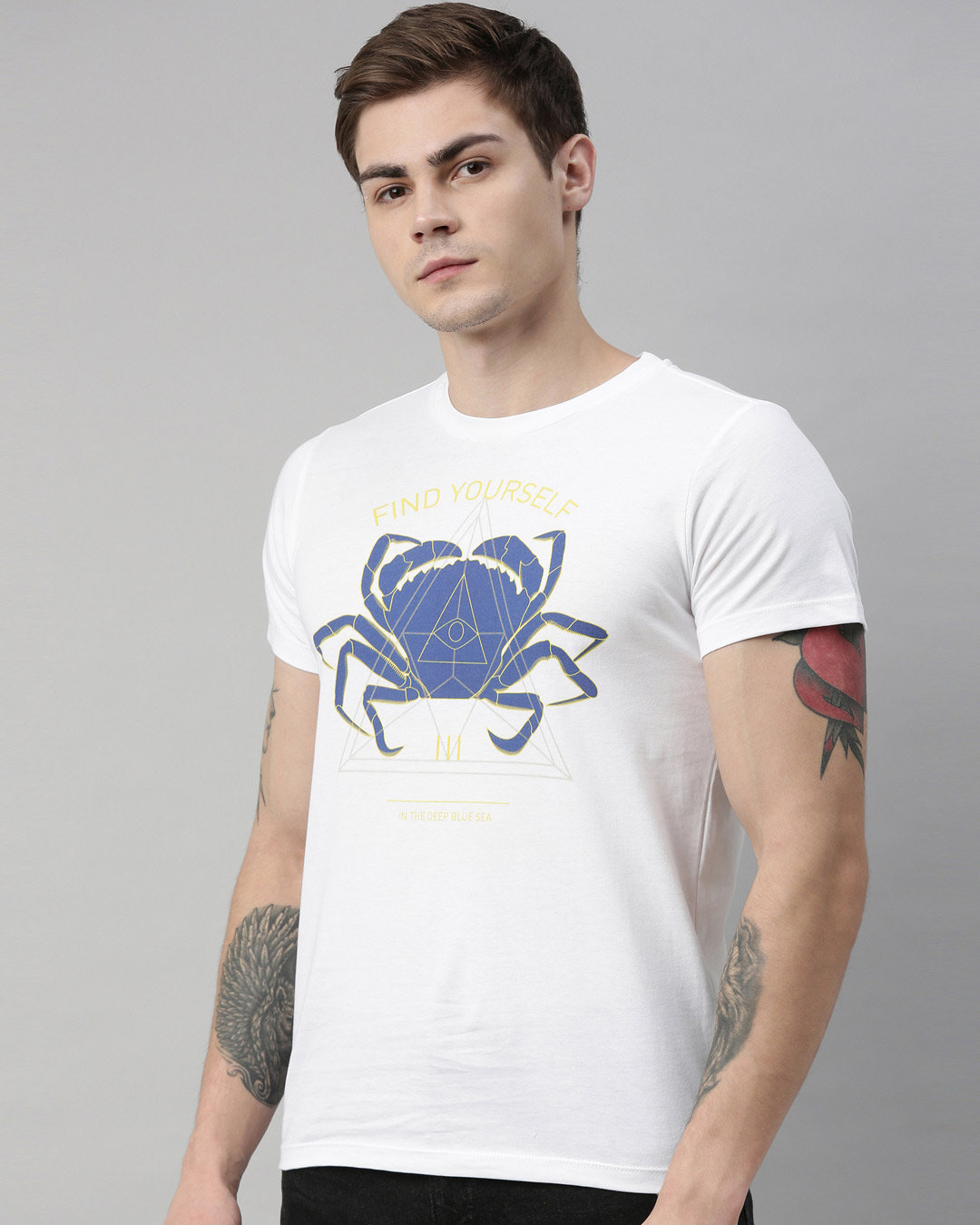 Shop Comfort Fit Active Printed T-Shirt in White-Cotton Rich-Back