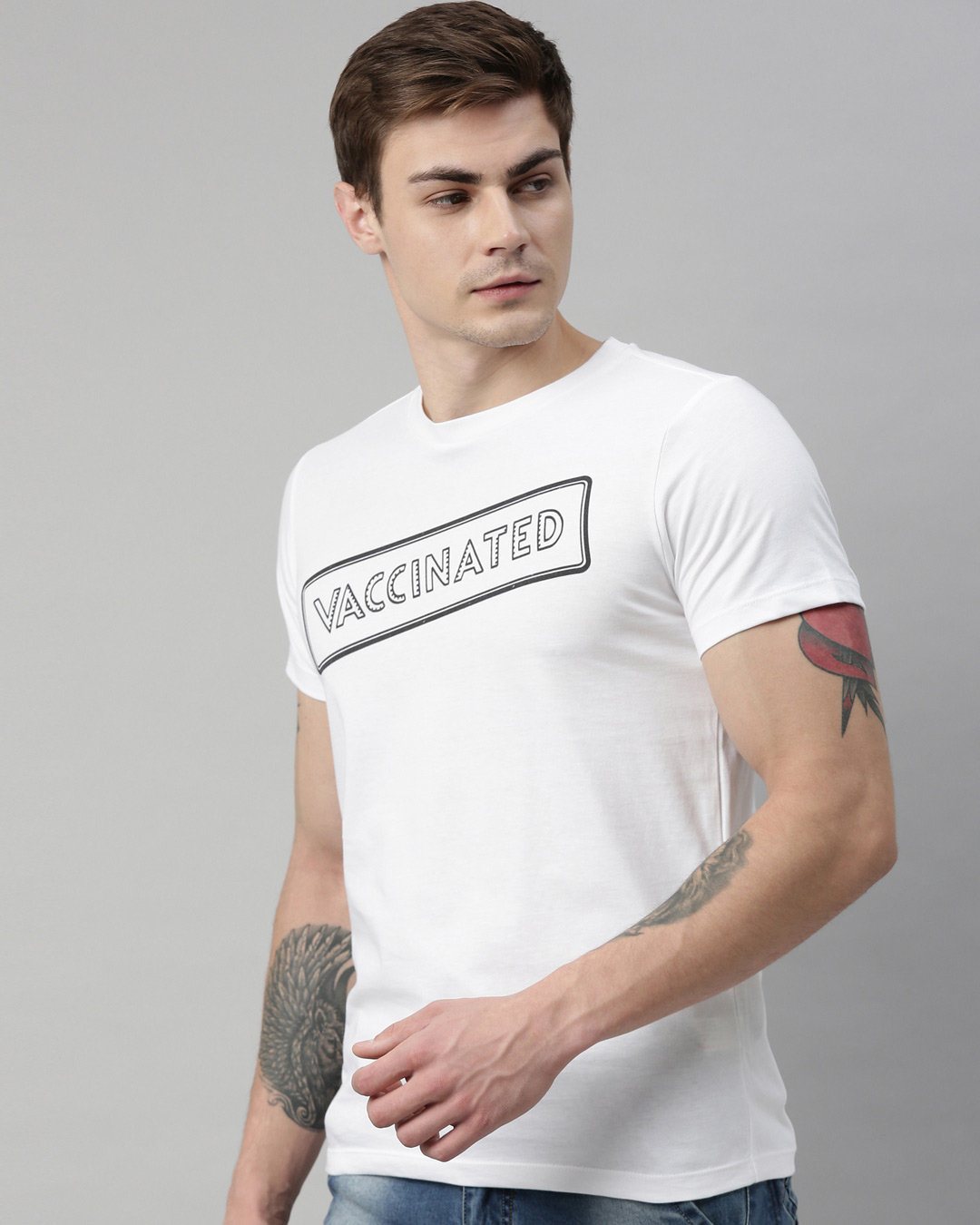 Shop Men's White Organic Cotton Half Sleeves T-Shirt-Back