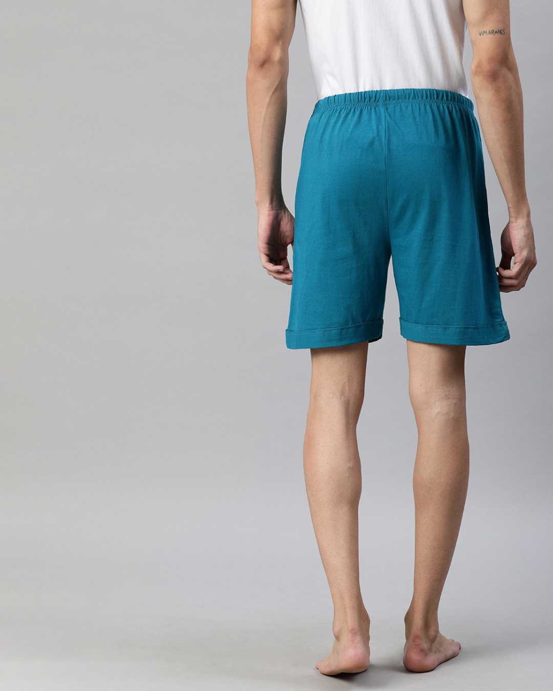 Shop Blue Solid Shorts-Back