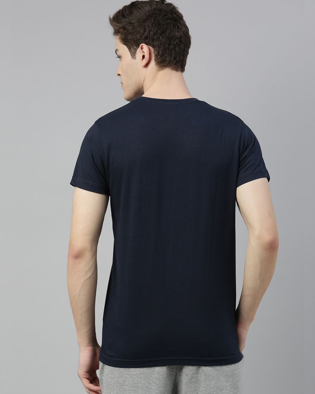 Shop Blue Solid T Shirt-Back