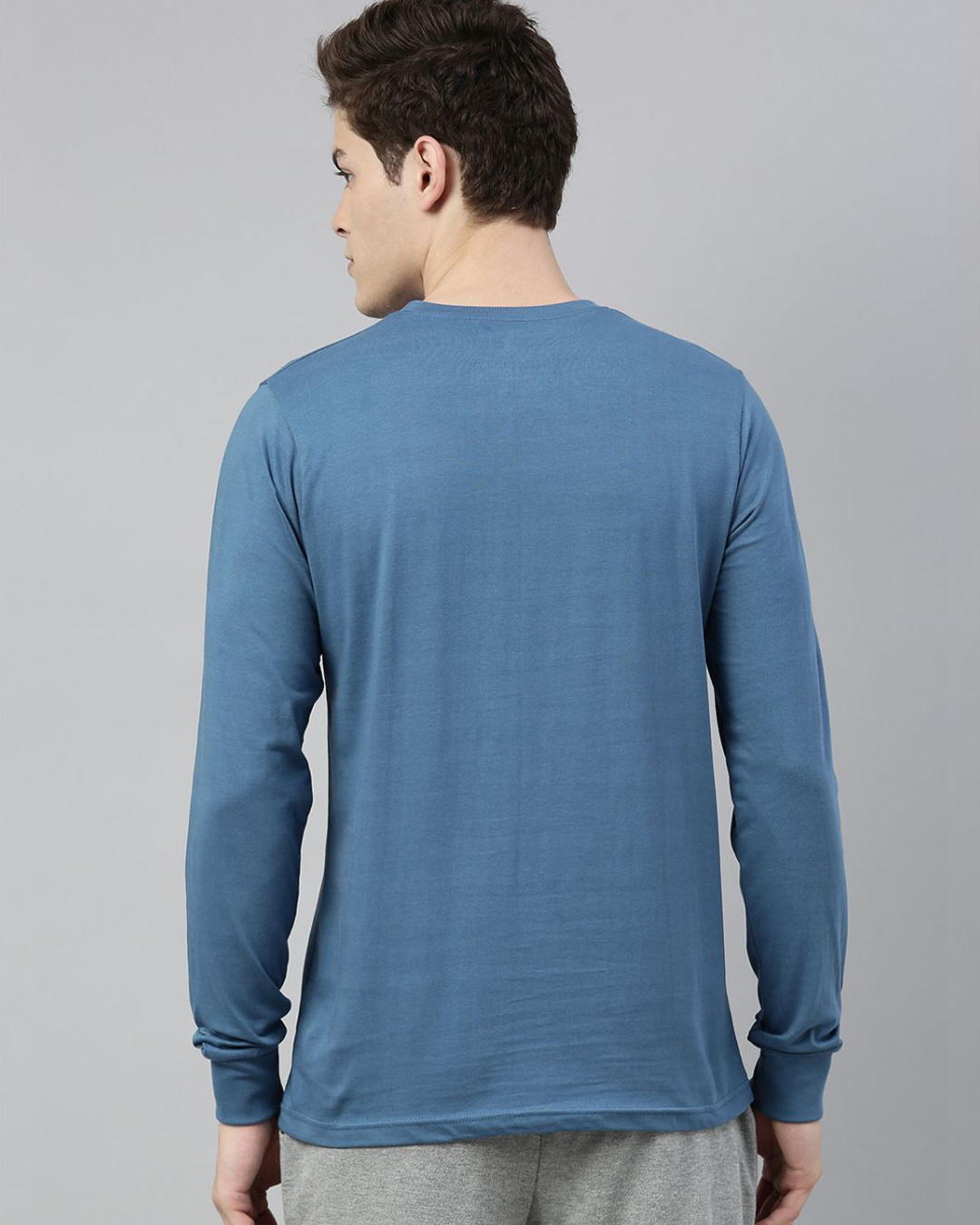 Shop Blue Solid T Shirt-Back