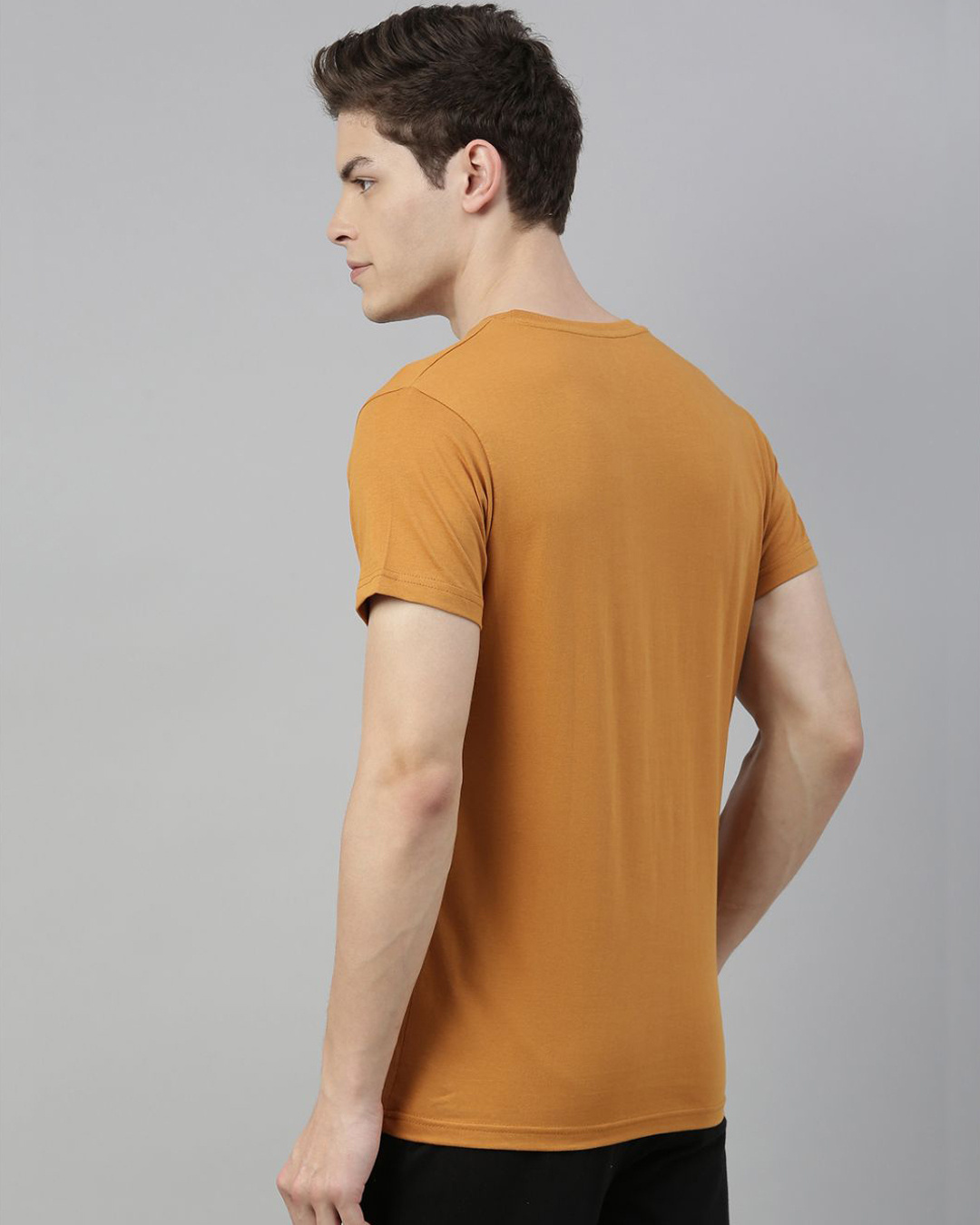 Shop Brown Solid T Shirt-Back