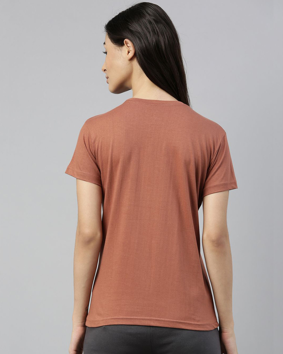 Shop Brown Solid T Shirt-Back