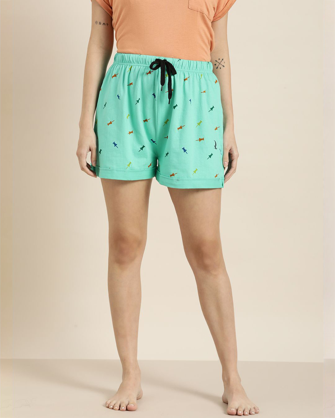 Buy Women's Green Graphic Print Shorts Online at Bewakoof
