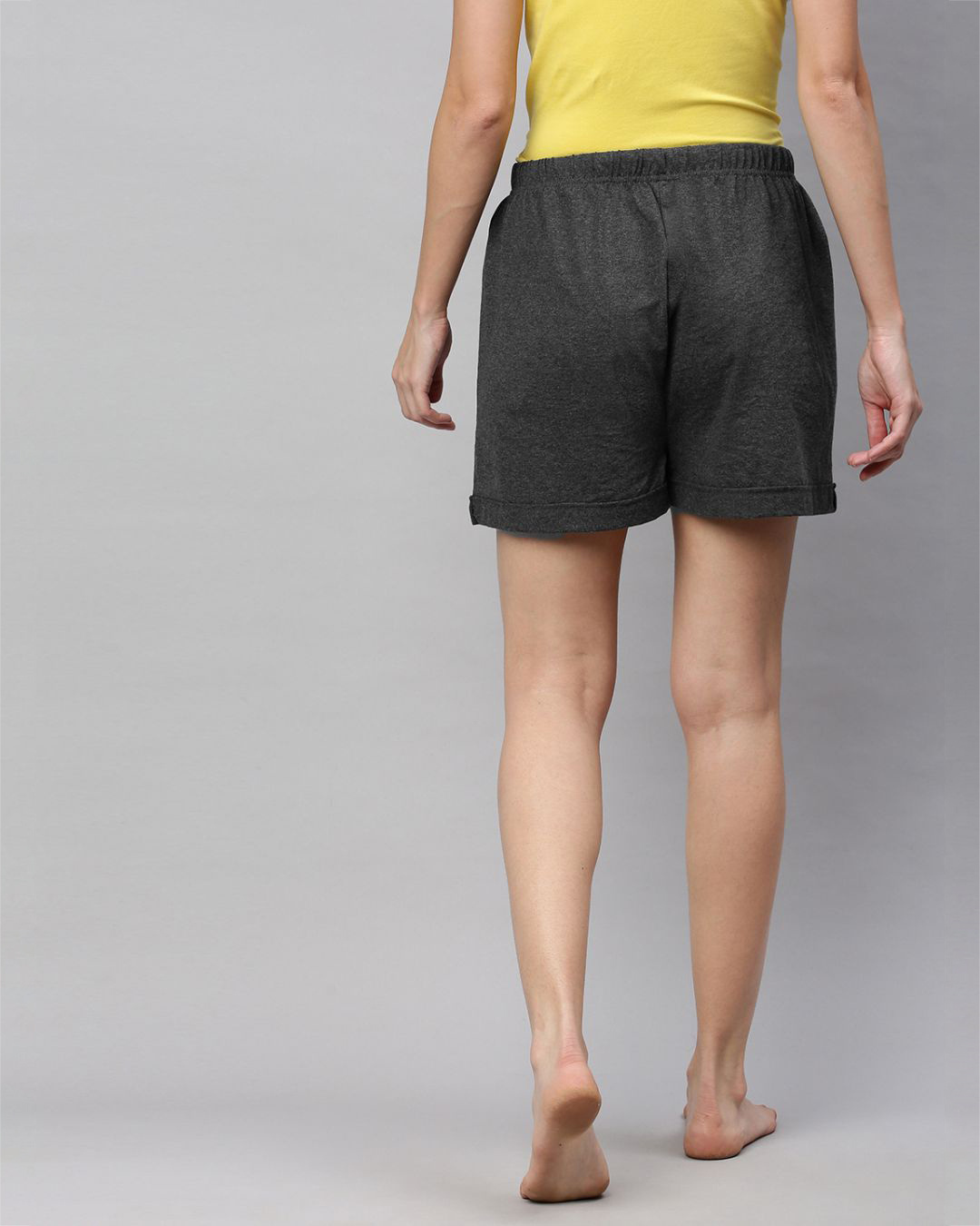 Shop Grey Solid Shorts-Back