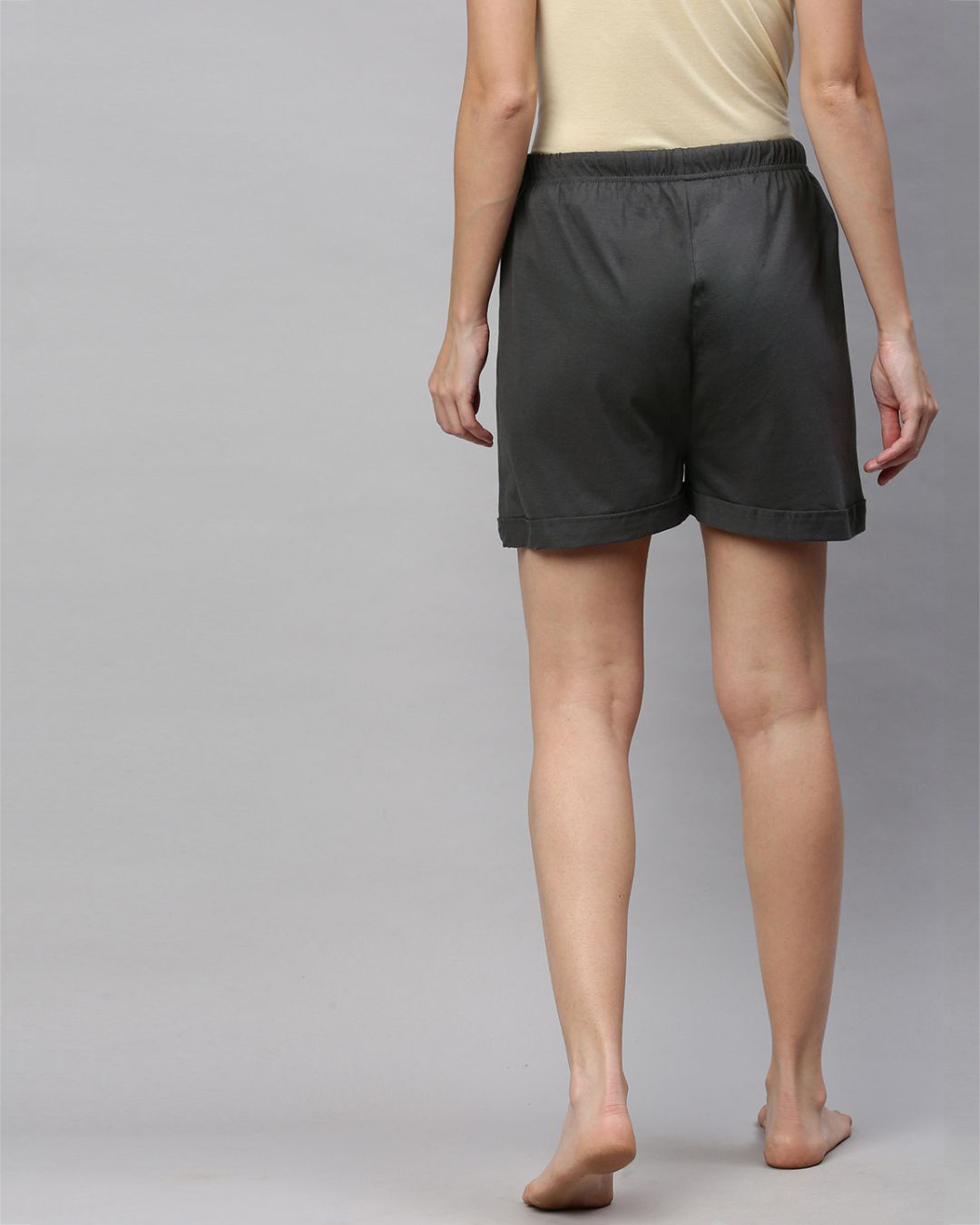 Shop Grey Solid Shorts-Back