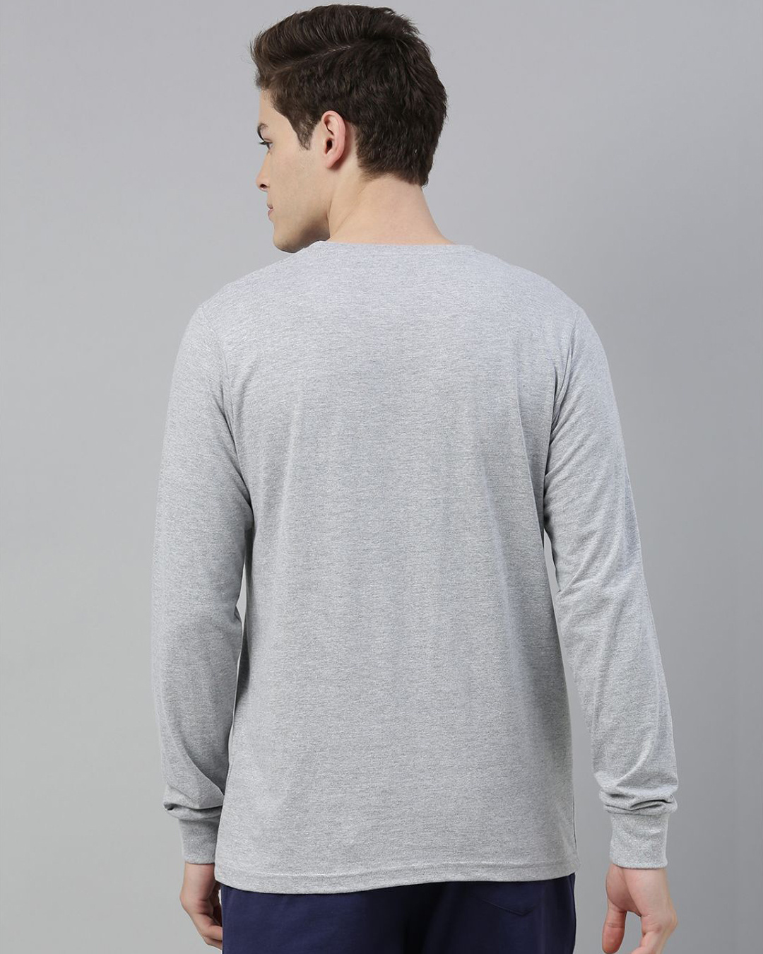 Shop Grey Solid T Shirt-Back