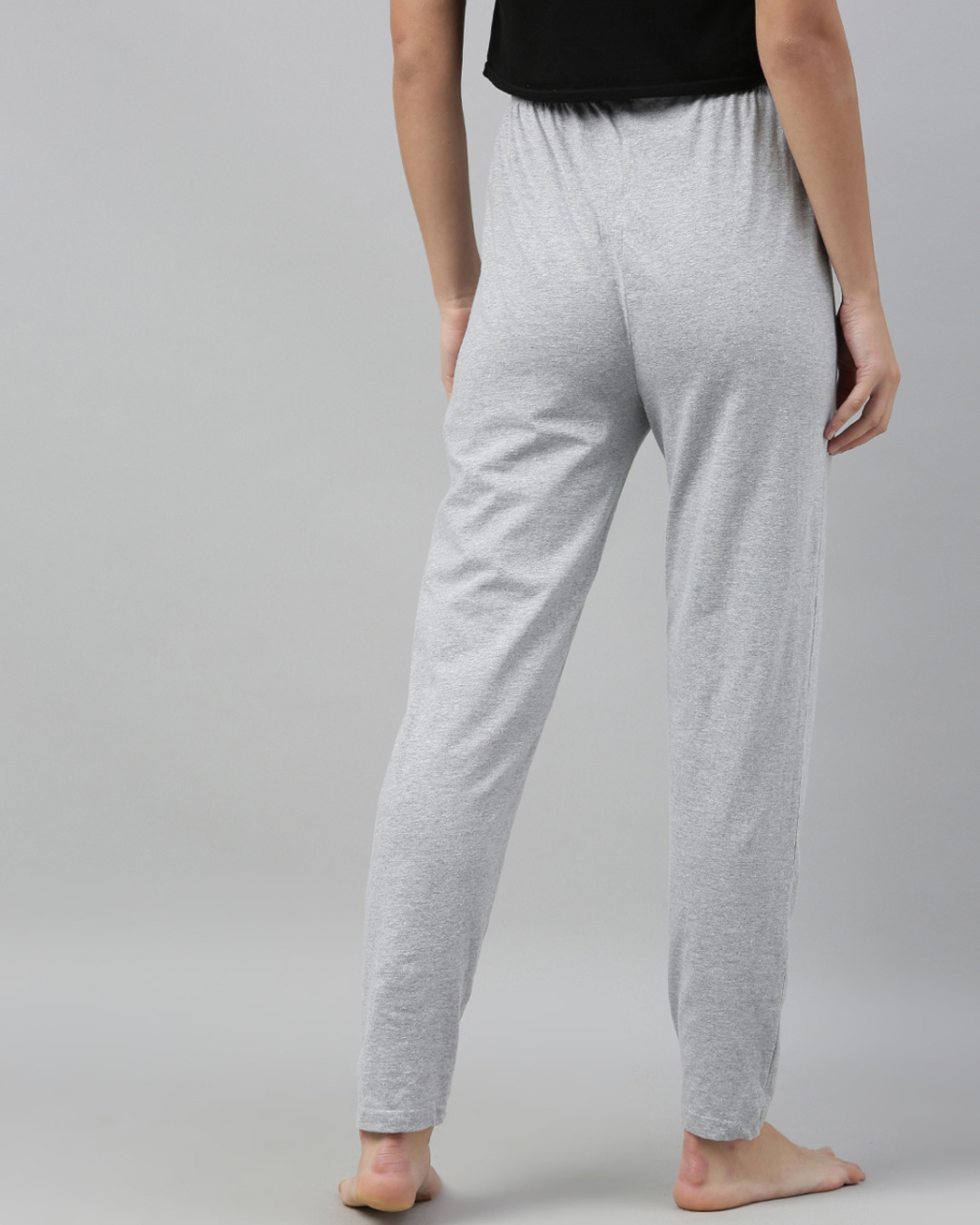 Shop Grey Solid Trackpants-Back
