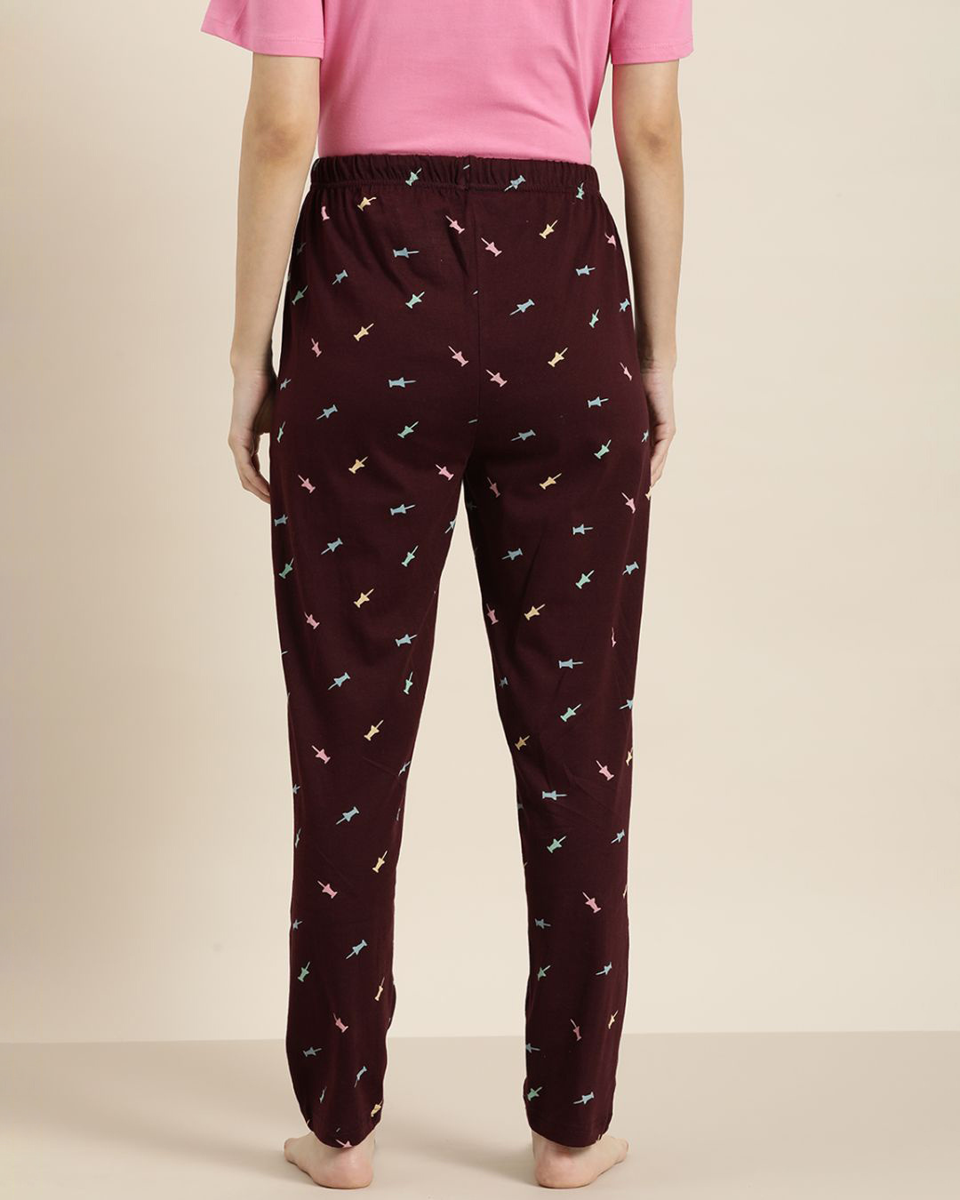 Shop Maroon Graphic Pyjamas5-Back