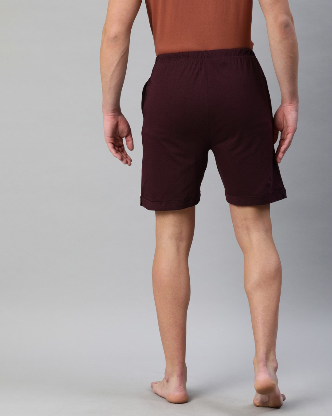 Shop Maroon Solid Shorts-Back