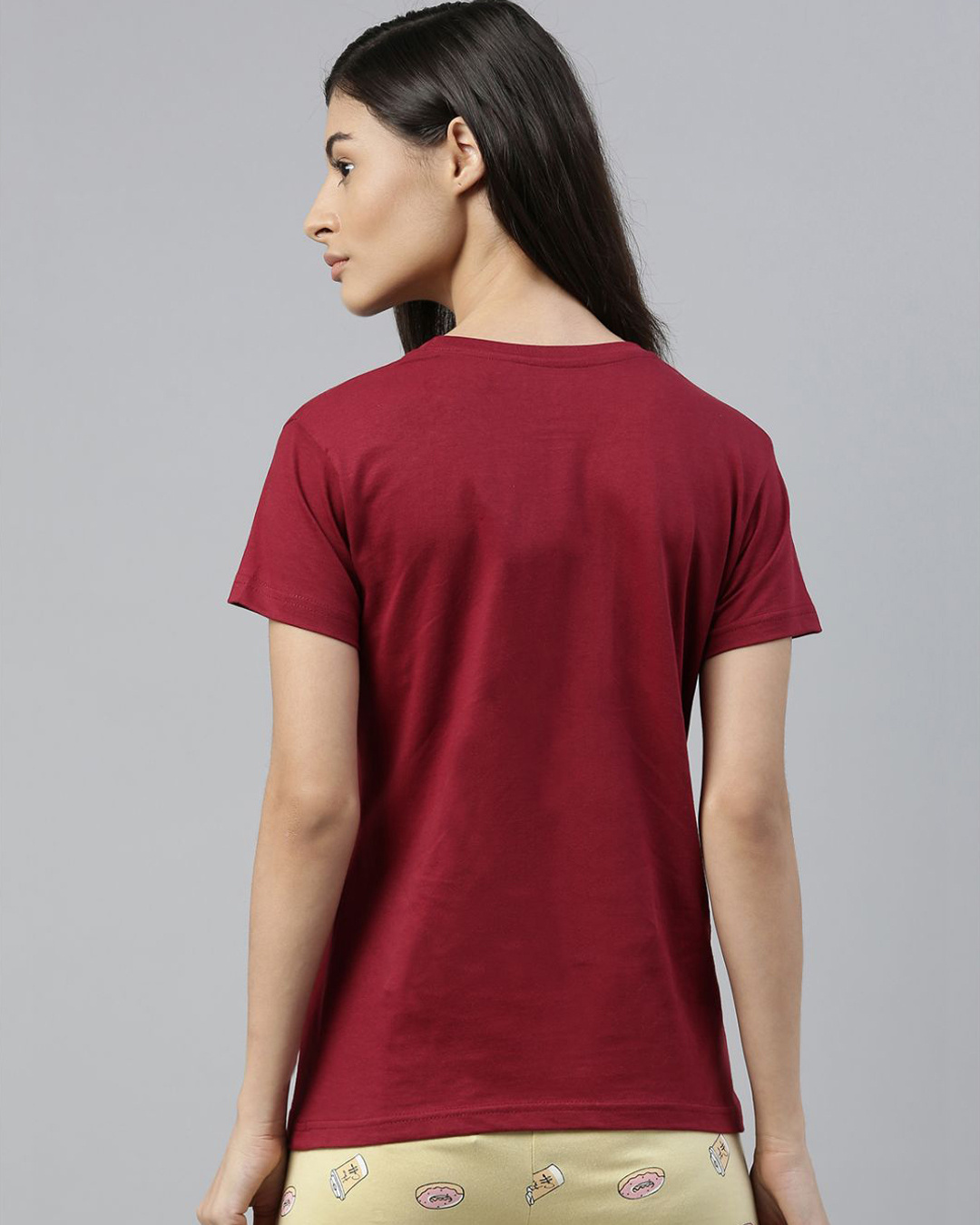 Shop Maroon Solid T Shirt-Back