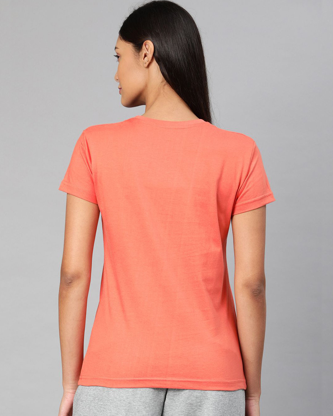 Shop Orange Solid T Shirt-Back
