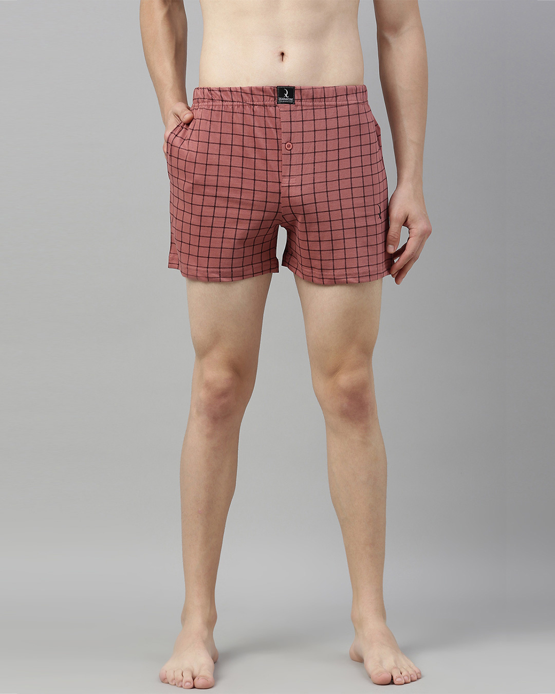 Shop Pink Checked Boxer-Front