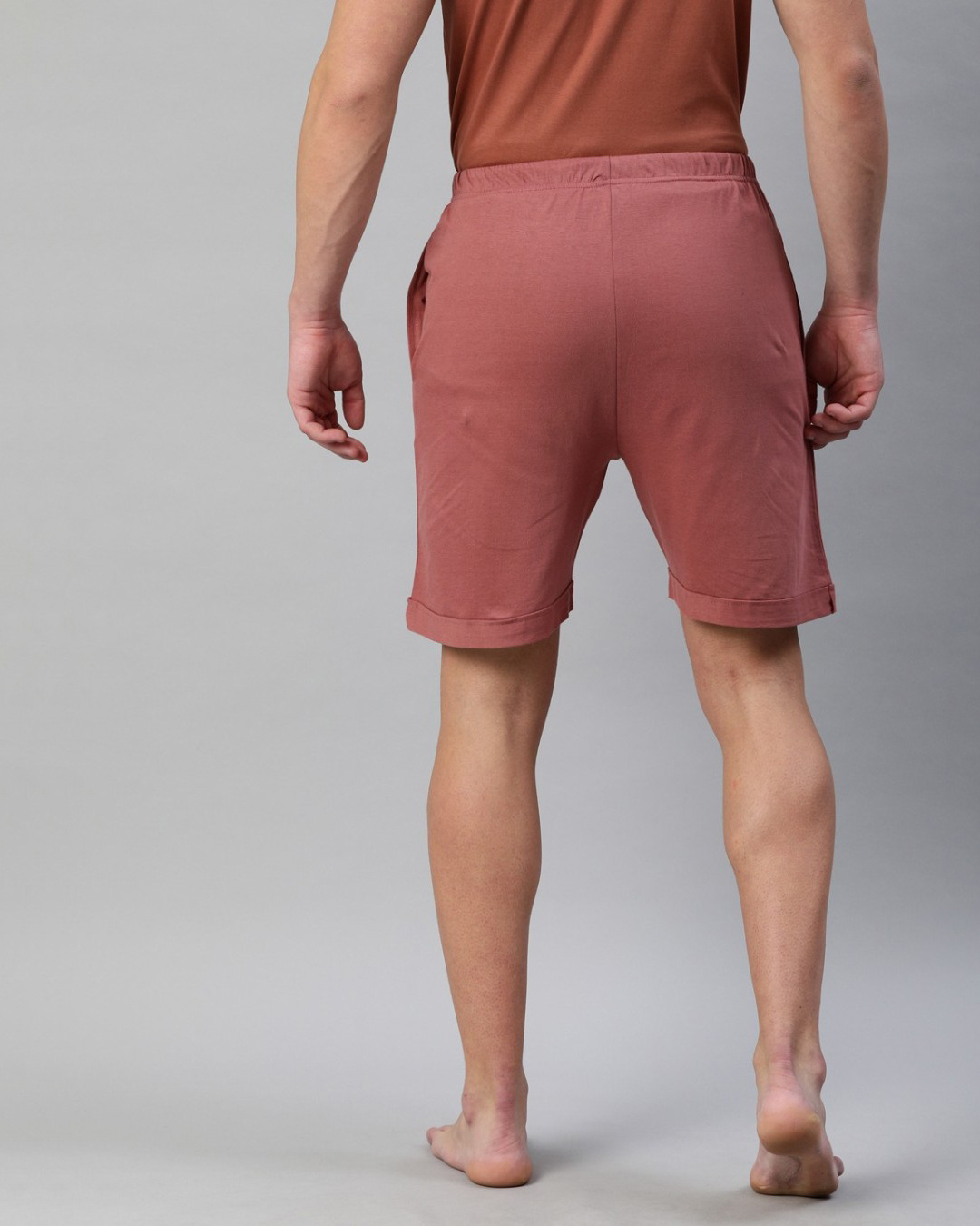 Shop Pink Solid Shorts-Back