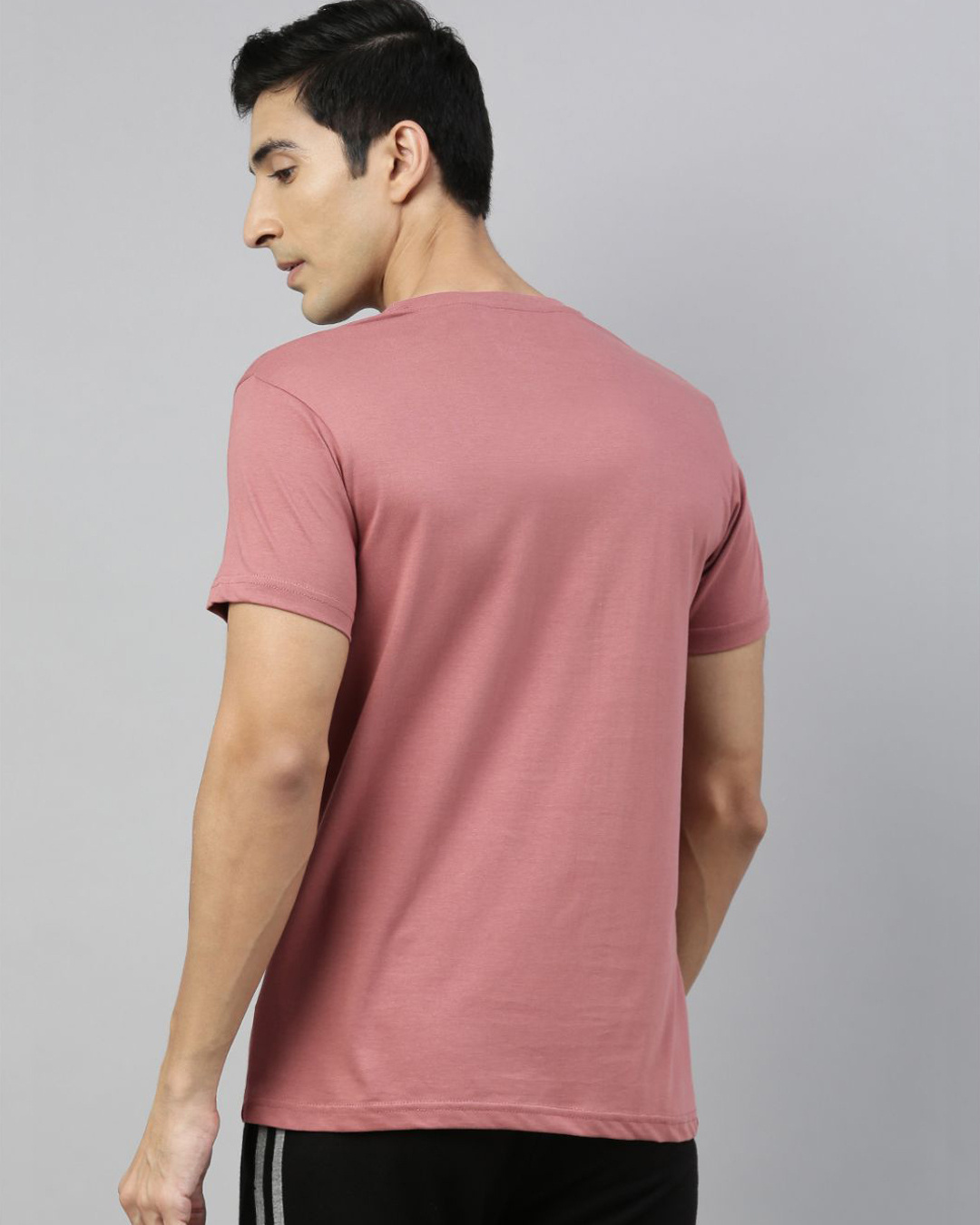 Shop Pink Solid T Shirt-Back