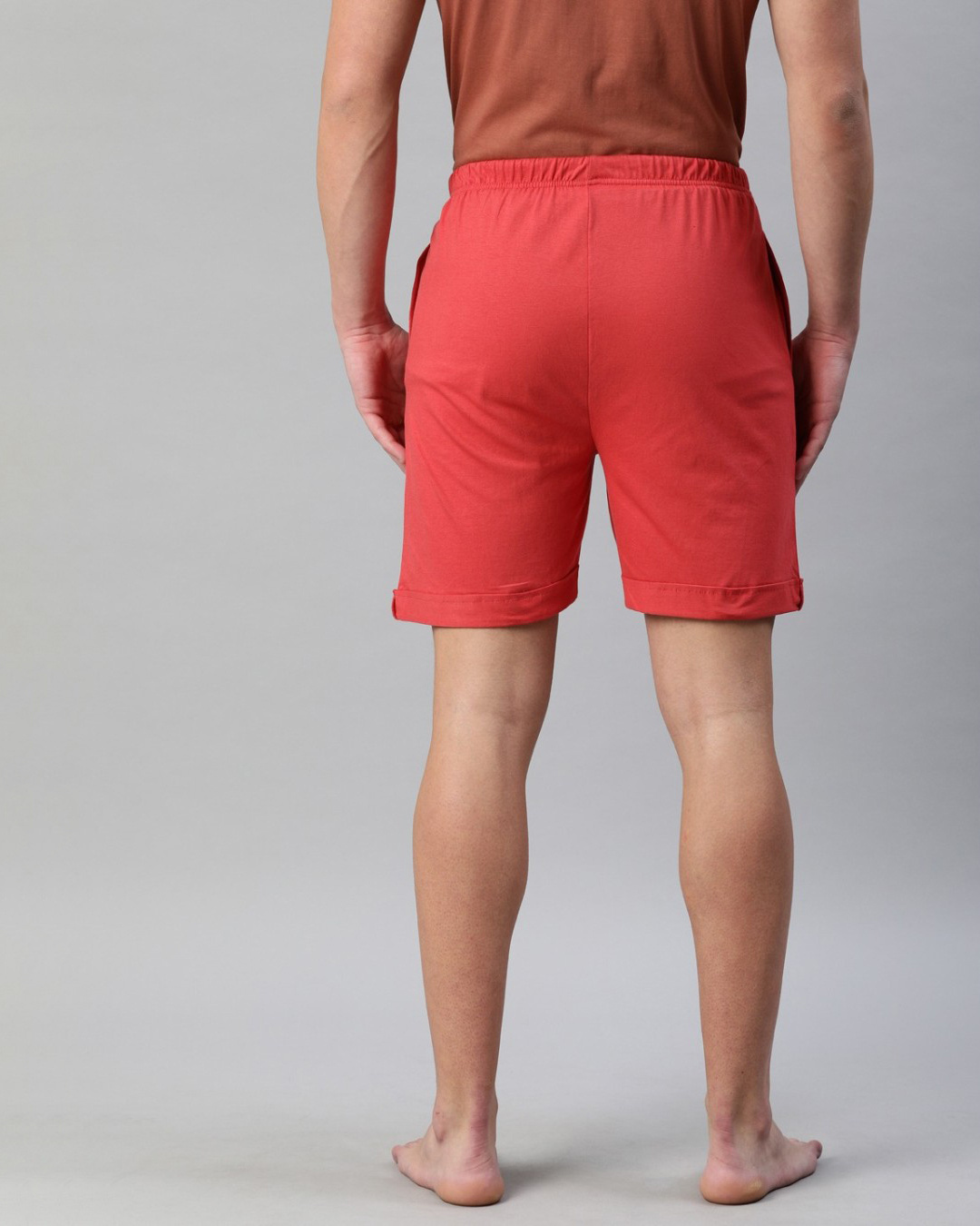 Shop Red Solid Shorts-Back