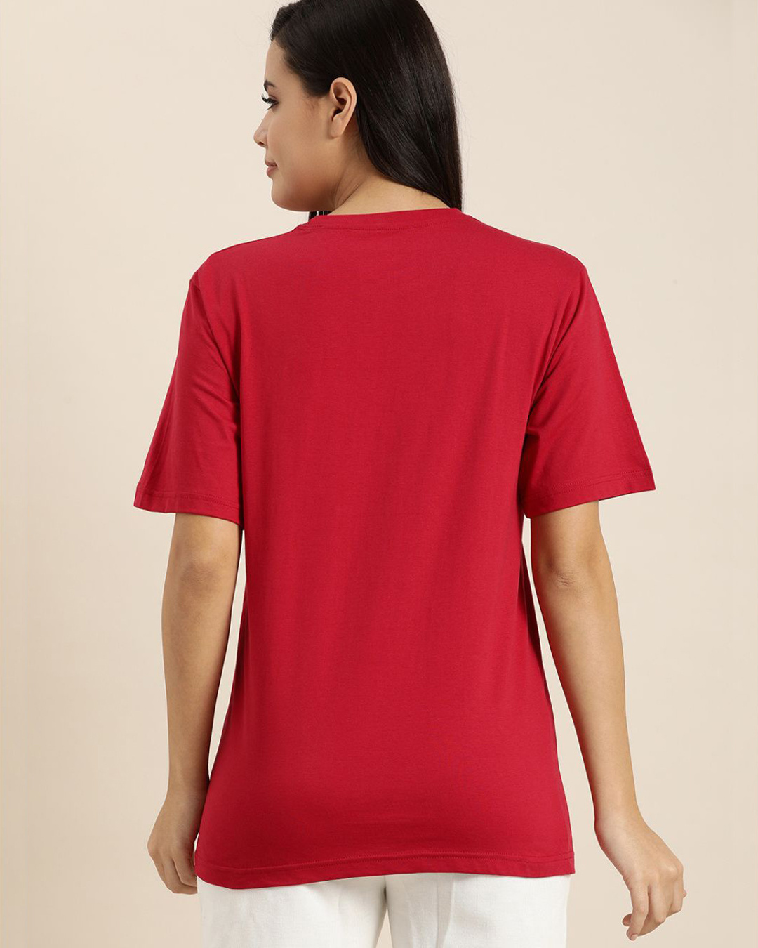Shop Red Typographic T Shirt-Back