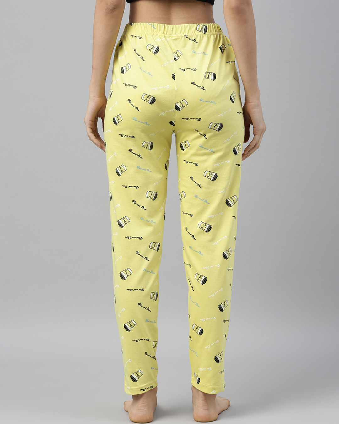 Shop Yellow Graphic Pyjamas-Back