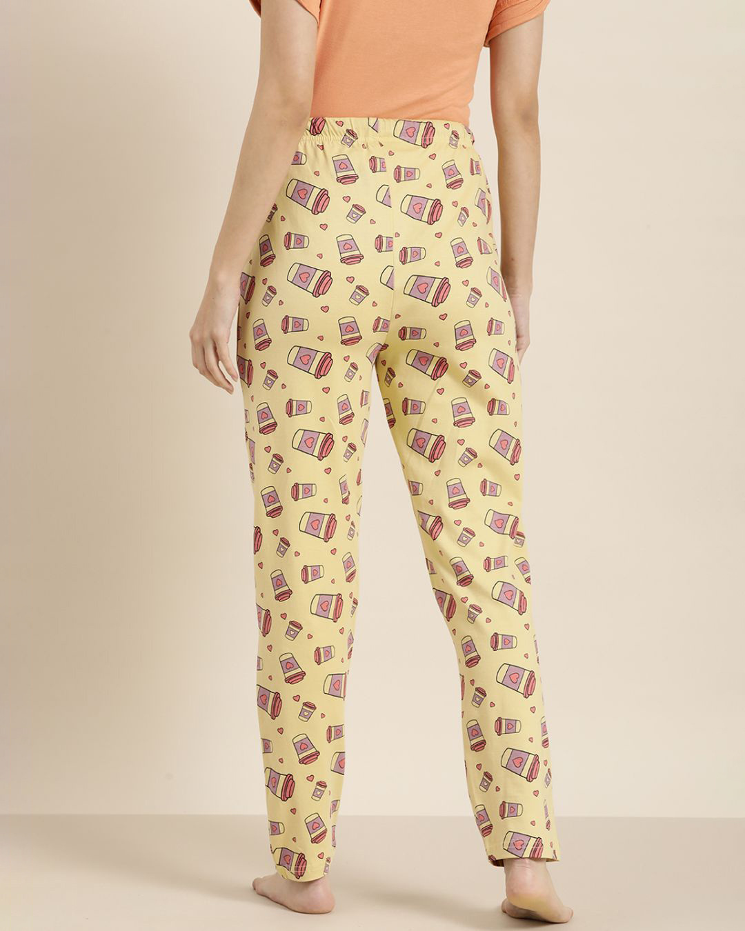 Shop Yellow Graphic Pyjamas8-Back