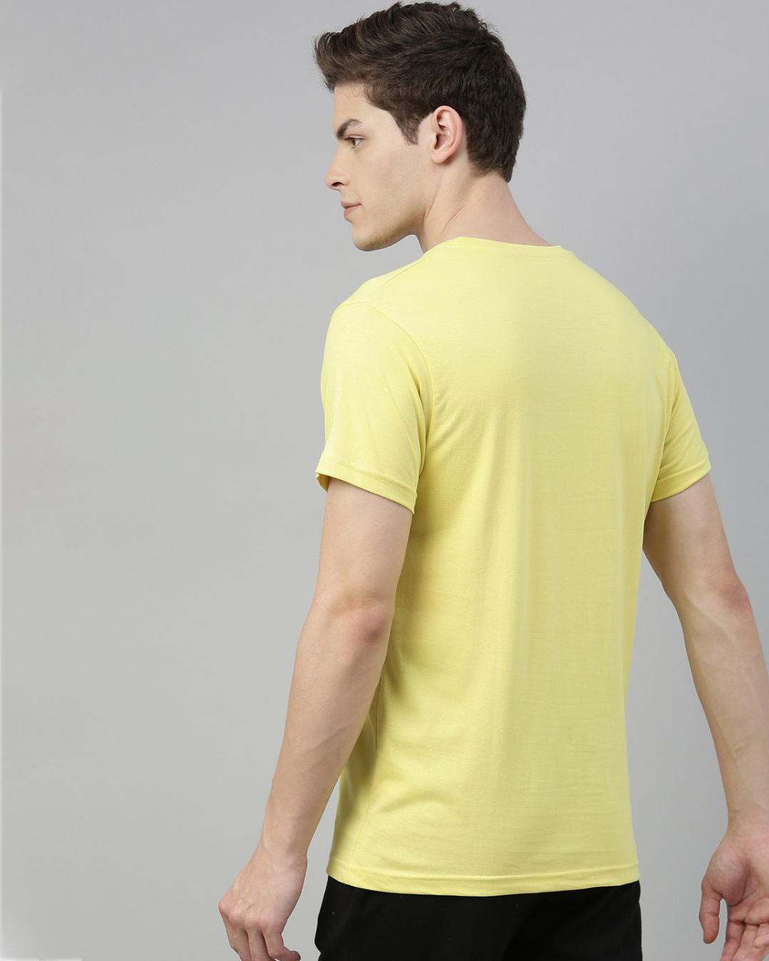 Shop Yellow Solid T Shirt-Back