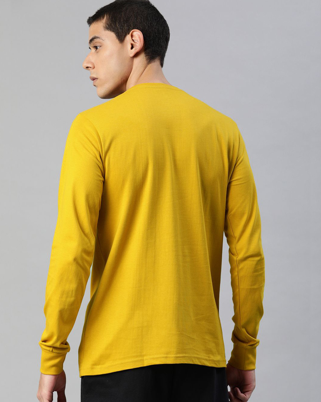Shop Yellow Solid T Shirt-Back